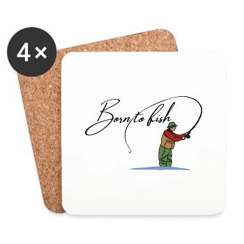 Né pour pêcher - Dessous de verre (lot de 4) - blanc - Devant