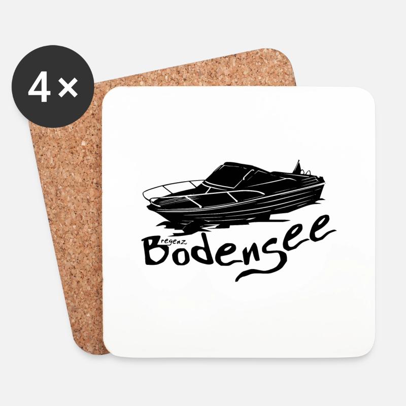 Motorboot schwarz - Untersetzer (4er-Set) - Weiß