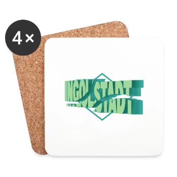 Ingolstadt Deutschland Stadt 3D Schrift Skyline - Untersetzer (4er-Set) - Weiß - Vorne