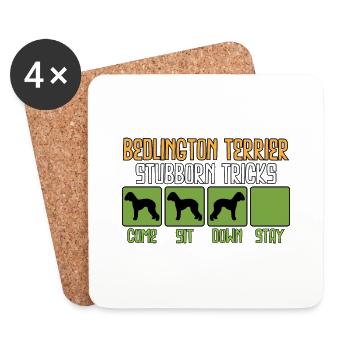 Bedlington Terrier Dog Saying Sayings Funny - Coasters (set of 4) - white - Front