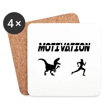 motivation sport running humor dinosaur - Coasters (set of 4) - white - Front