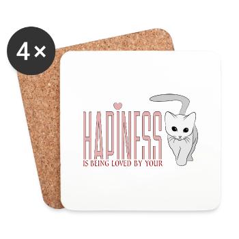 Happiness is being loved by your cat - Coasters (set of 4) - white - Front