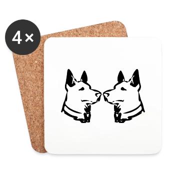 Hund Chien - Dessous de verre (lot de 4) - blanc - Devant