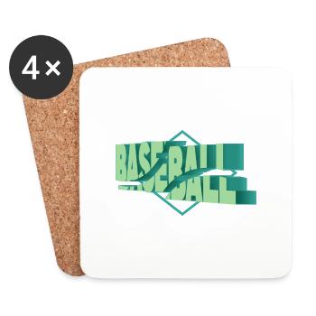 Baseball 3D Schrift Baseballer Spieler Fan Sport - Untersetzer (4er-Set) - Weiß - Vorne
