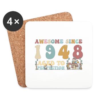 Super seit 1948 - 75. Geburtstag - 2023 Groovy - Untersetzer (4er-Set) - Weiß - Vorne