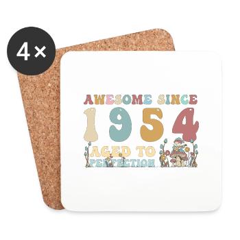 Super seit 1954 - 69. Geburtstag - 2023 Groovy - Untersetzer (4er-Set) - Weiß - Vorne