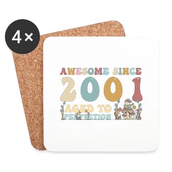 Génial depuis 2001 - 22e anniversaire - 2023 Groovy - Dessous de verre (lot de 4) - blanc - Devant