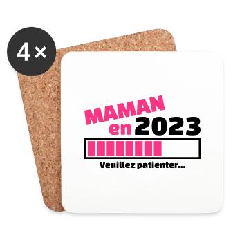 maman en 2023 veuillez patienter - future maman - Dessous de verre (lot de 4) - blanc - Devant