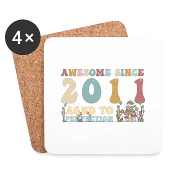 Awesome since 2011 - 12nd Birthday - 2023 Groovy - Coasters (set of 4) - white - Front