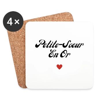 petite-sœur en or - Dessous de verre (lot de 4) - blanc - Devant