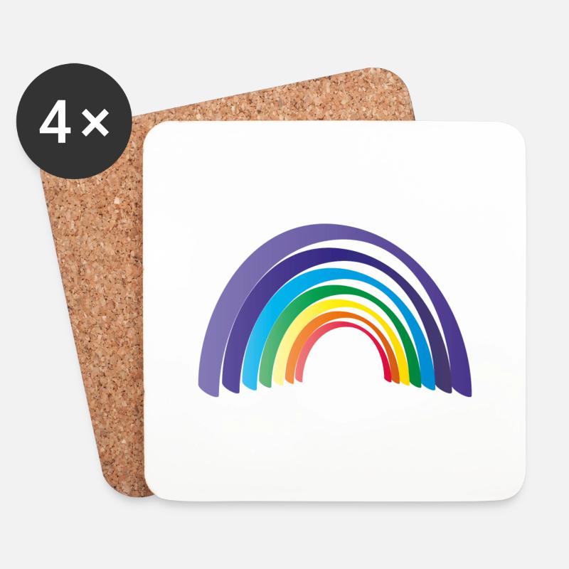 Regenbogen - Untersetzer (4er-Set) - Weiß