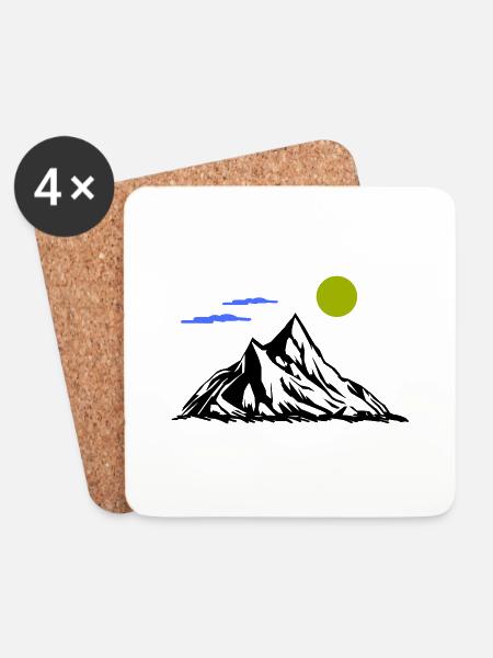 Berge - Untersetzer (4er-Set) - Weiß