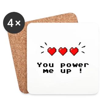 Power Up - Herz Liebe Valentinstag Geek Gaming - Untersetzer (4er-Set) - Weiß - Vorne