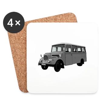 Bus Garant Robur Zittau DDR Oldtimer Ostalgie - Untersetzer (4er-Set) - Weiß - Vorne