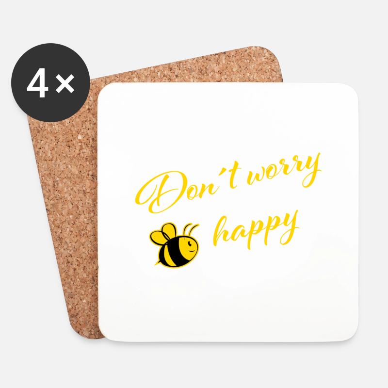 Don´t worry Bee happy - Untersetzer (4er-Set) - Weiß