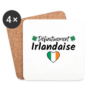 définitivement irlandaise, saint-patrick - Dessous de verre (lot de 4) - blanc - Devant
