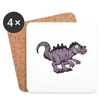 Happy Smiling Acrocanthosaurus - Coasters (set of 4) - white - Front