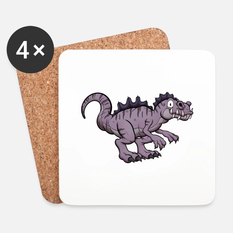 Happy Smiling Acrocanthosaurus - Coasters (set of 4) - white