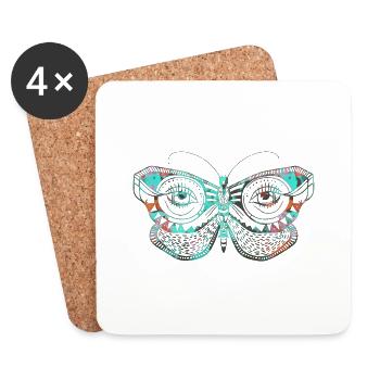 Mystic papillon papillon mandala yoga boho flower - Dessous de verre (lot de 4) - blanc - Devant
