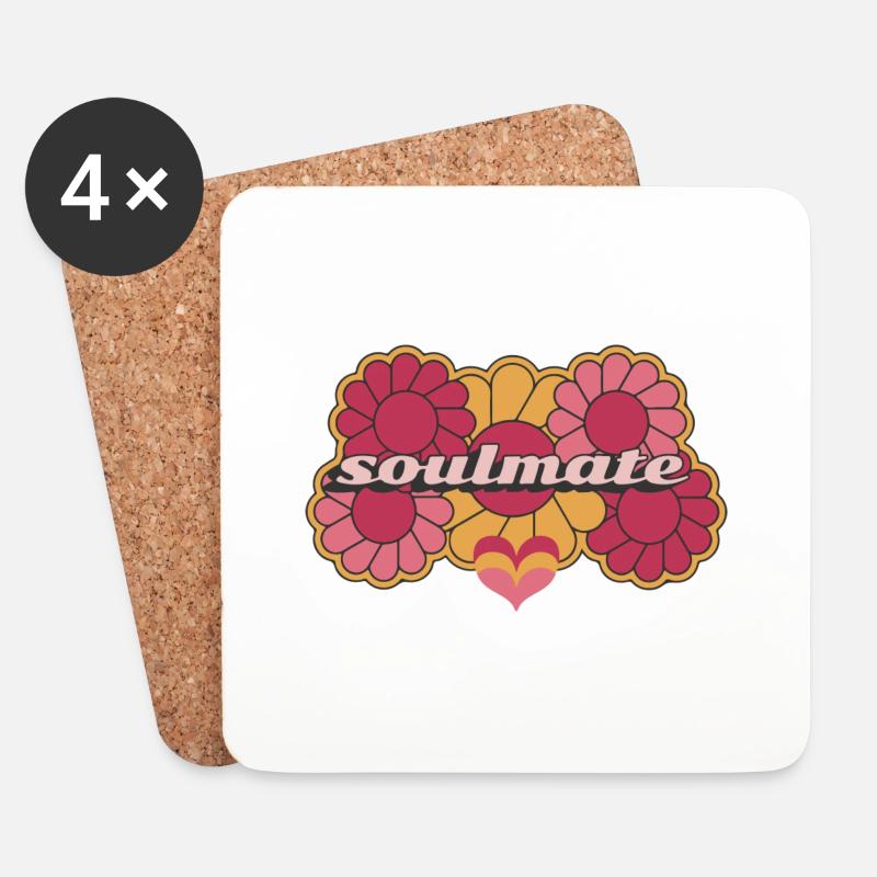 Soulmate - Valentinsgeschenk Liebe - Untersetzer (4er-Set) - Weiß