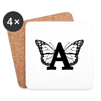 lettre a papillon - Dessous de verre (lot de 4) - blanc - Devant