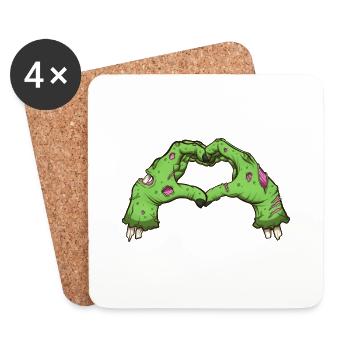 Valentine Zombie Hands - Coasters (set of 4) - white - Front