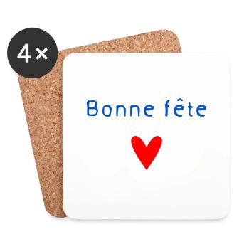 BONNE FÊTE. FÊTE DES MÈRES. FÊTE DES PÈRES. FÊTE - Dessous de verre (lot de 4) - blanc - Devant