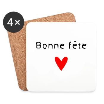 BONNE FÊTE. FÊTE DES MÈRES. FÊTE DES PÈRES. FÊTE - Dessous de verre (lot de 4) - blanc - Devant