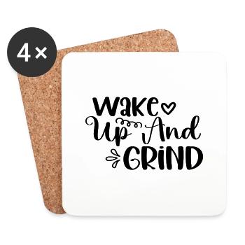 Wake Up And Grind - Coasters (set of 4) - white - Front