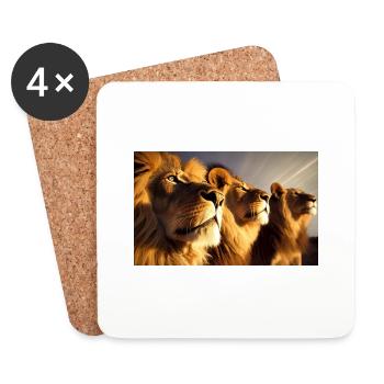 3 Lions dans la savane - Nature sauvage & Nature pure - Dessous de verre (lot de 4) - blanc - Devant
