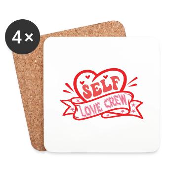 Équipe d’amour de soi - Dessous de verre (lot de 4) - blanc - Devant