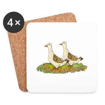 Canard - Dessous de verre (lot de 4) - blanc - Devant