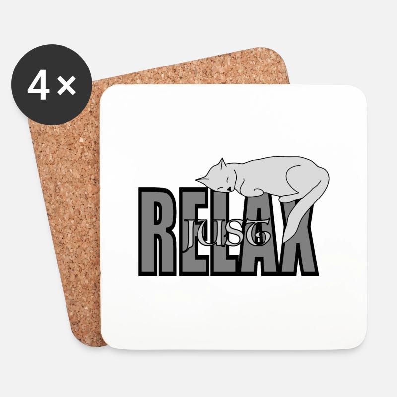 Cat Just Relax - Coasters (set of 4) - white
