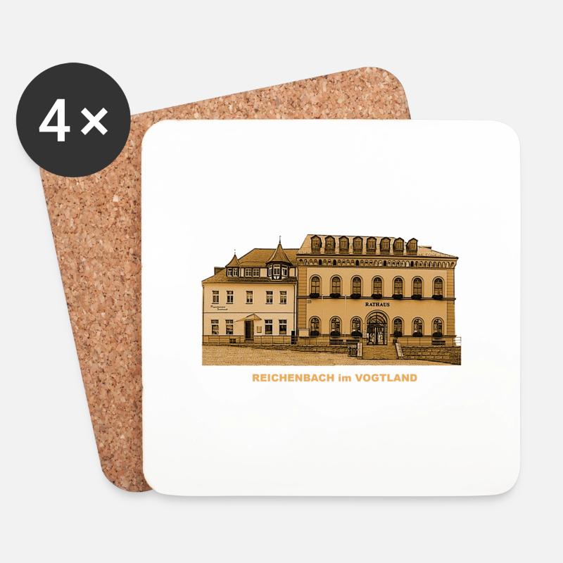 Reichenbach Rathaus Markt Vogtland Sachsen - Untersetzer (4er-Set) - Weiß