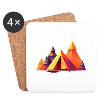 Camping Caravane Camp Tentes Cadeaux Camping-car - Dessous de verre (lot de 4) - blanc - Devant