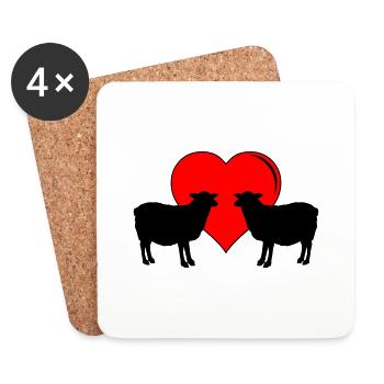 Amour des moutons - Dessous de verre (lot de 4) - blanc - Devant