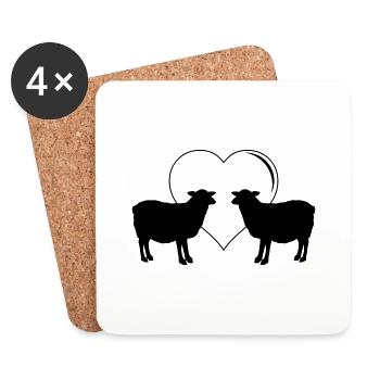 Sheep Love - Coasters (set of 4) - white - Front