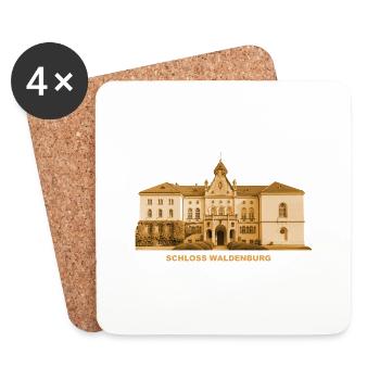 Château de Waldenburg Saxe Ville de poterie de Zwickau - Dessous de verre (lot de 4) - blanc - Devant