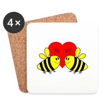 biene love 3 - Untersetzer (4er-Set) - Weiß - Vorne