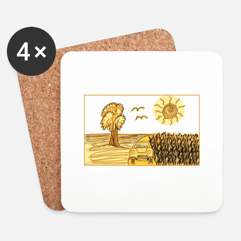 Landschaft - Untersetzer (4er-Set) - Weiß