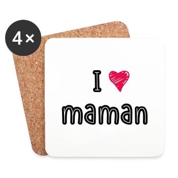 I love maman - Dessous de verre (lot de 4) - blanc - Devant