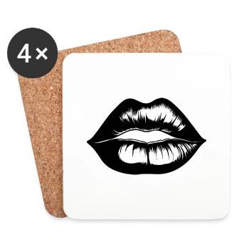 Lips, mouth, kissing lips - Coasters (set of 4) - white - Front