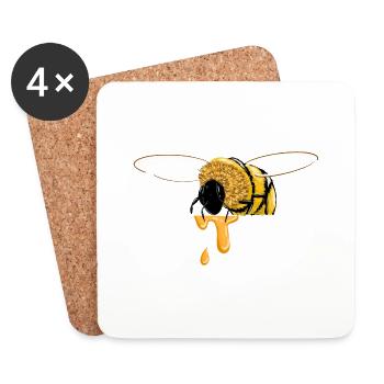 Protéger les abeilles - Dessous de verre (lot de 4) - blanc - Devant