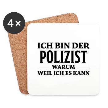 Polizist Spruch Polizei Lustiges Polizist Geschenk - Untersetzer (4er-Set) - Weiß - Vorne
