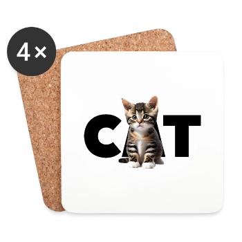 Cat - For all those who love cats and showing where - Coasters (set of 4) - white - Front