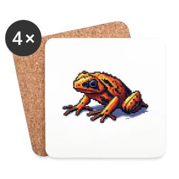 Pfeilgiftfrosch in retro 8 Bit Pixel Grafik - Untersetzer (4er-Set) - Weiß - Vorne