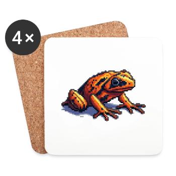 Pfeilgiftfrosch in cooler retro Pixelgrafik - Untersetzer (4er-Set) - Weiß - Vorne