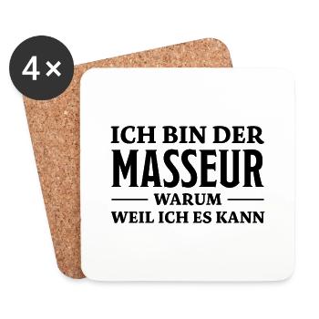 Masseur Lustiger Spruch Massage Masseur Geschenk - Untersetzer (4er-Set) - Weiß - Vorne