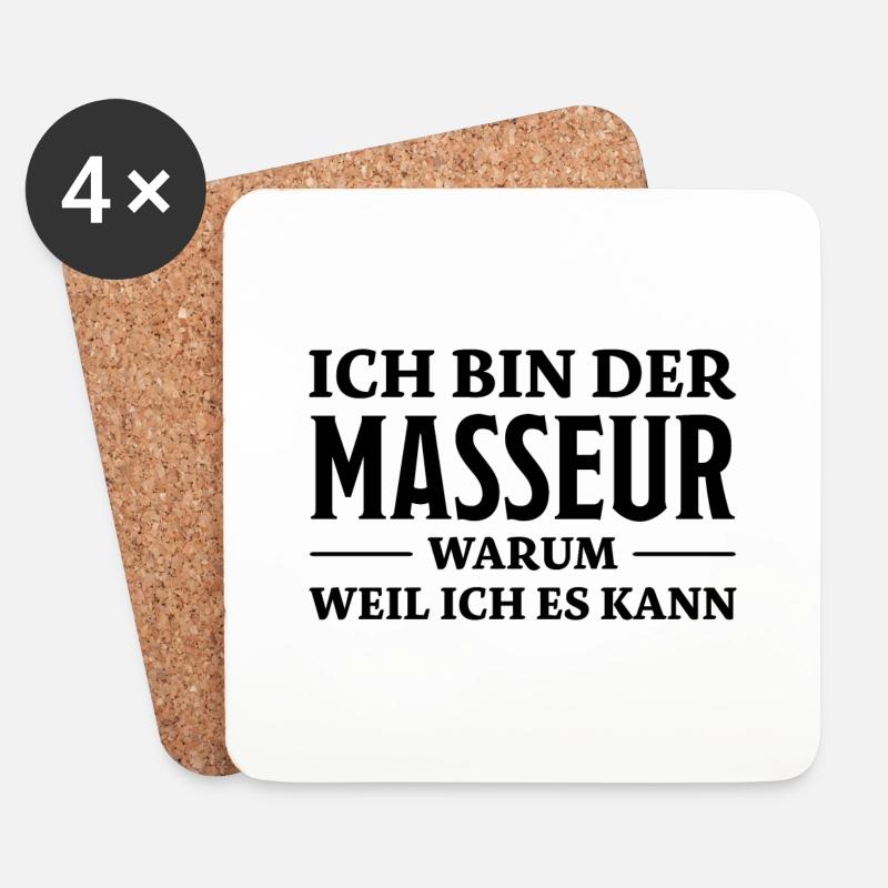 Masseur Lustiger Spruch Massage Masseur Geschenk - Untersetzer (4er-Set) - Weiß