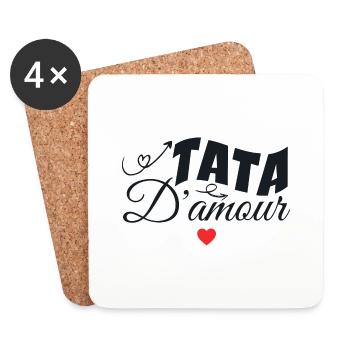 Tata D'amour - Dessous de verre (lot de 4) - blanc - Devant